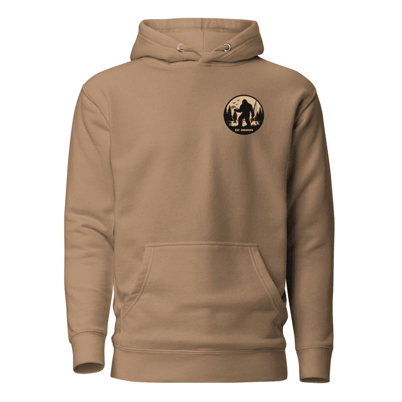 Bassquatch Front and Back Unisex Hoodie — Latte