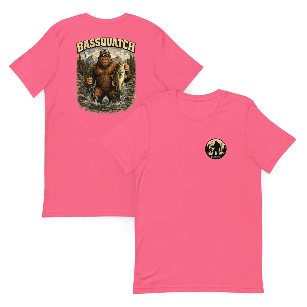 Bassquatch Front and Back Unisex T-Shirt β Charity Pink